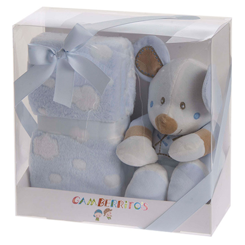 Blue Mouse Plush and Blanket Baby Set GAMBERRITOS - 1