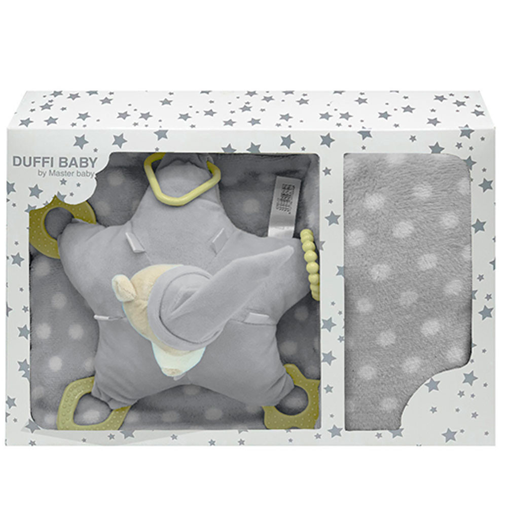 Silver Baby Set Teddy Bear and Dots Blanket 80x110cm DUFFI - 1