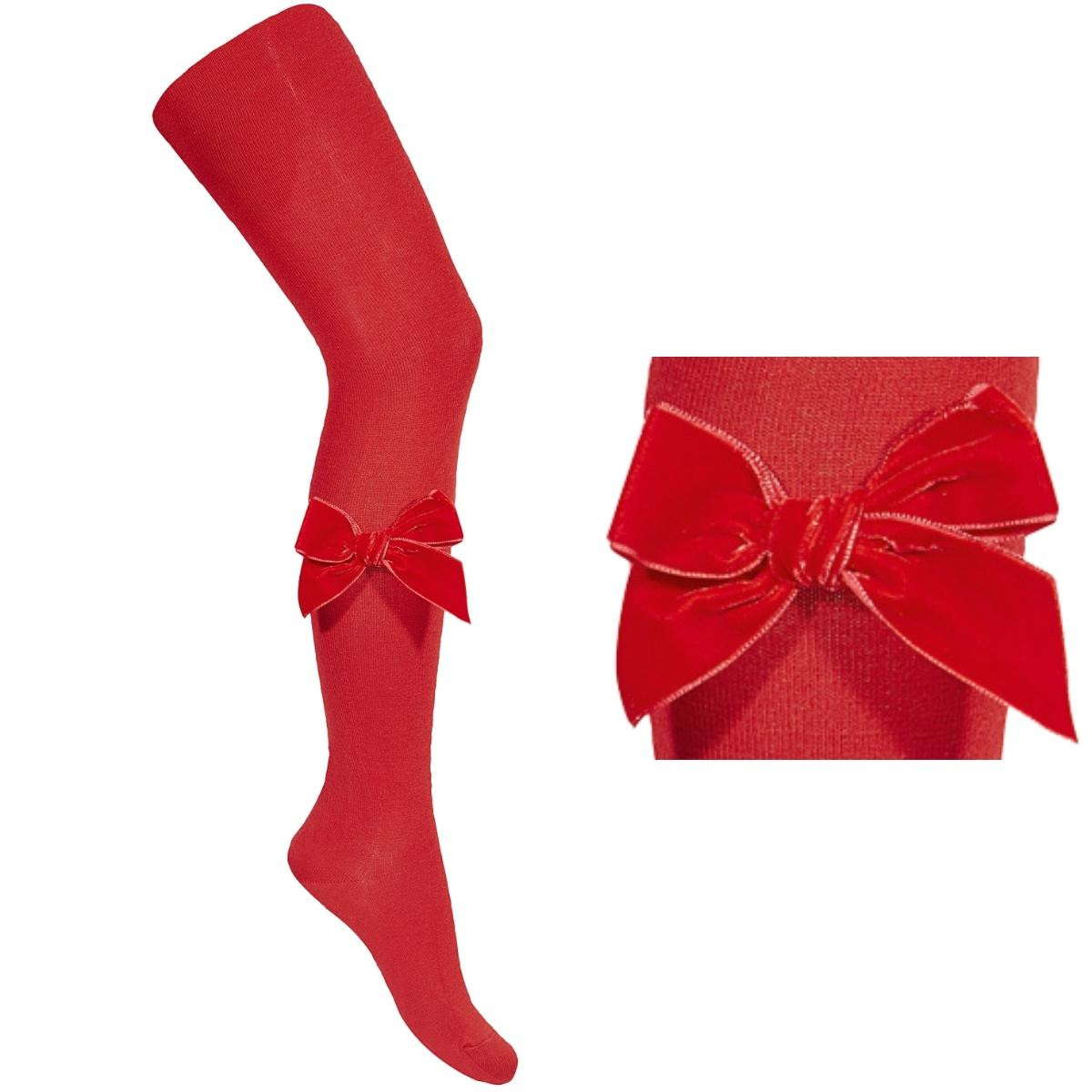 TIGHTS WITH VELVET BOWS 24891 RED 550 CONDOR - 1