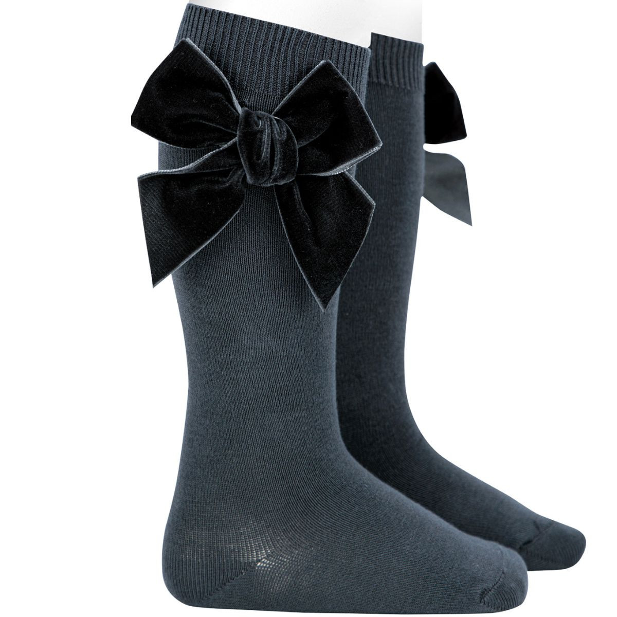 SOCKS WITH VELVET BOW 24892 COAL 257 CONDOR - 1