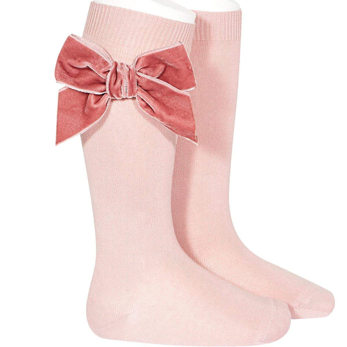 SOCKS WITH VELVET BOW 24892 PALE PINK 526 CONDOR - 1
