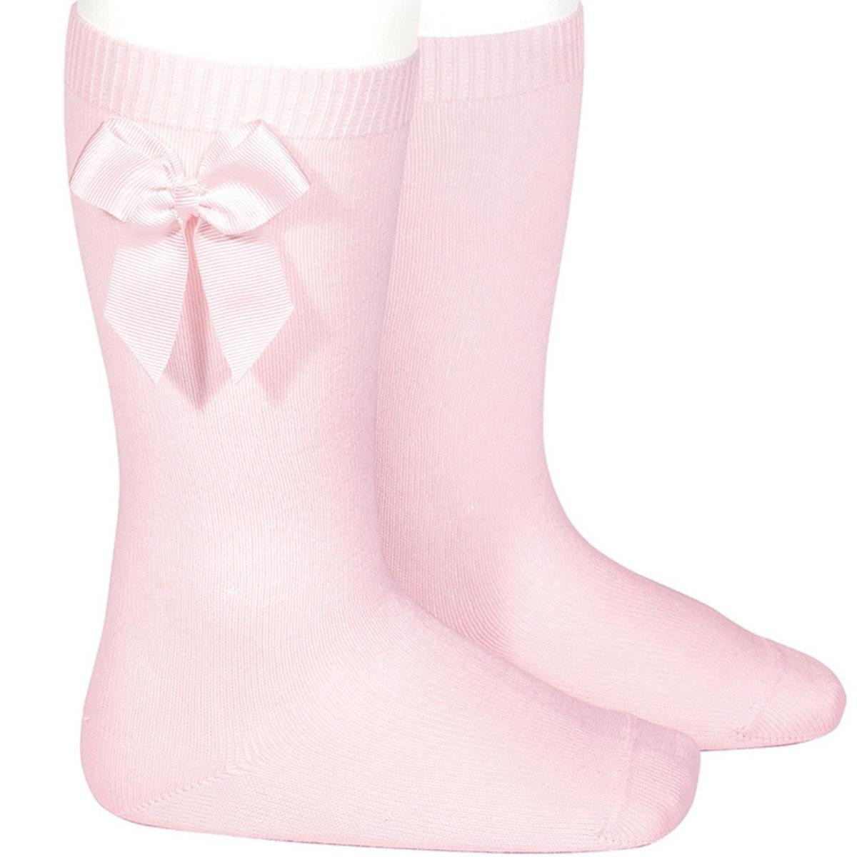 KNEE HIGHT SOCKS WITH GROSGRAIN BOW  PINK 500 CONDOR - 1