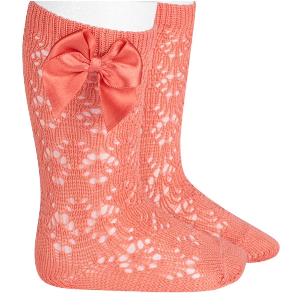 GEOMETRIC OPENWORK KNEE SOCKS BOW 25062 CORALINE CONDOR - 1