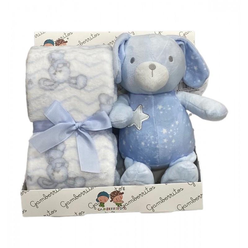 Blue Rabbit Plush and Blanket Baby Set GAMBERRITOS - 1