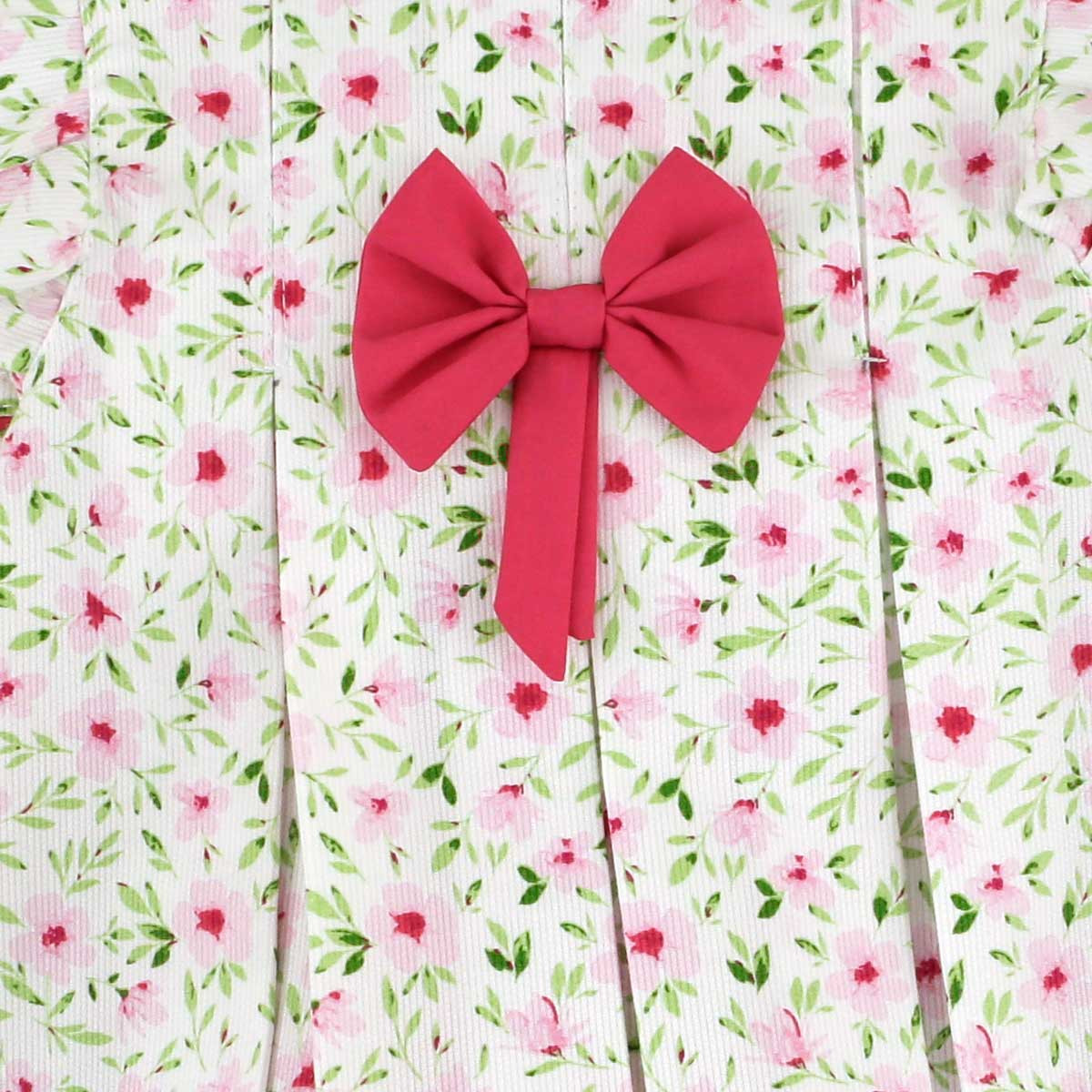 FLOWERY DRESS WITH FUCHSIA BOW AND BLOOMER BABYFERR - 1