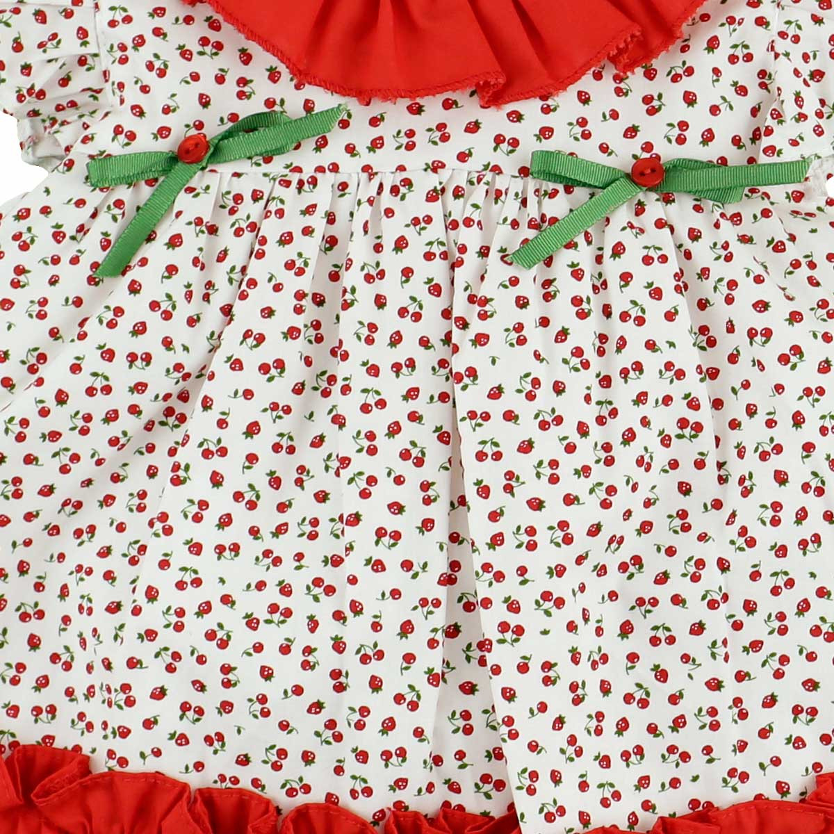 CHERRIES PRINTED DRESS WITH GREEN BOW BABYFERR - 2