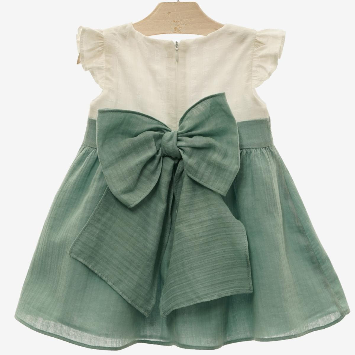 DRESS WITH BOW AT THE BACK PANNA COTTA GREEN DELSUR - 2