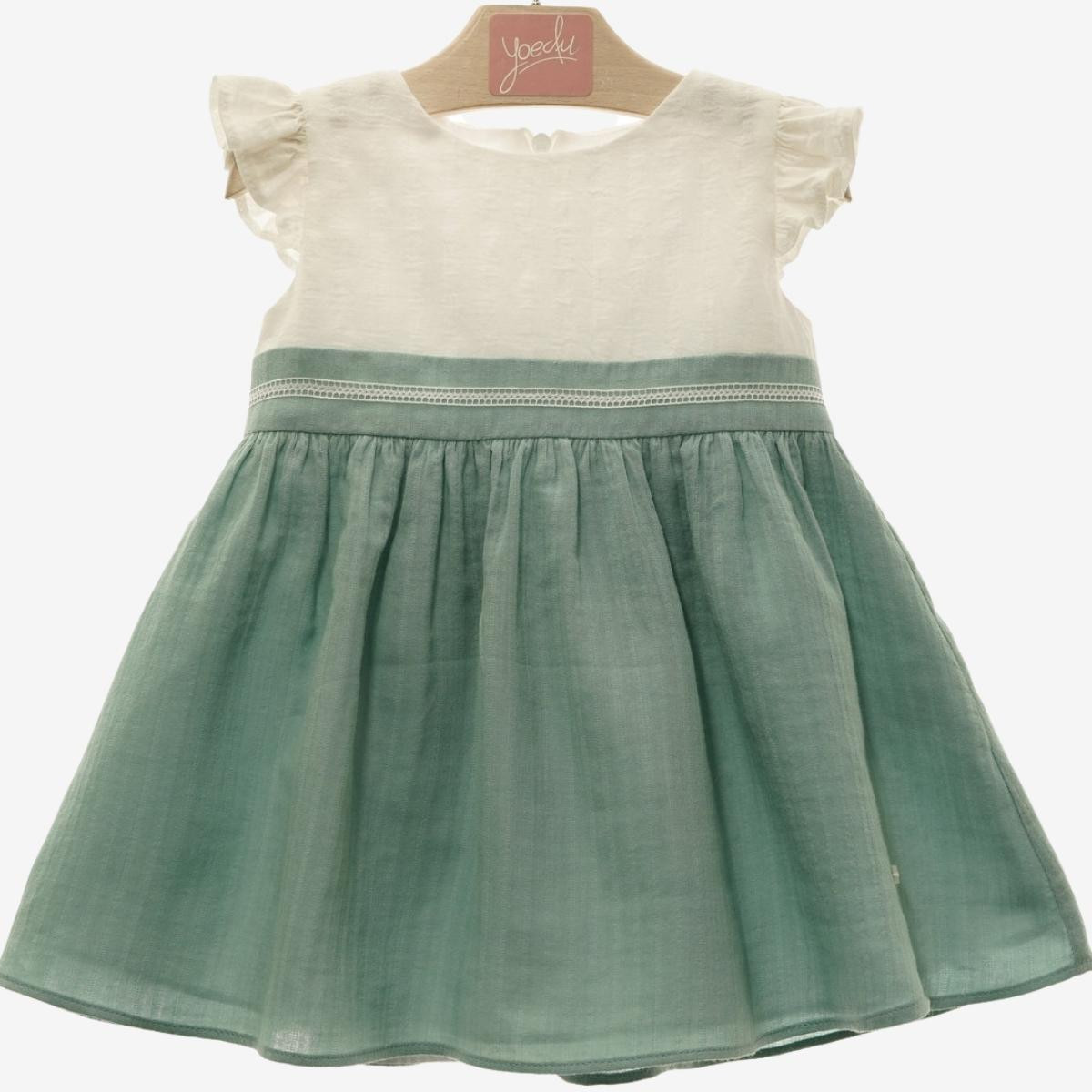 DRESS WITH BOW AT THE BACK PANNA COTTA GREEN DELSUR - 1