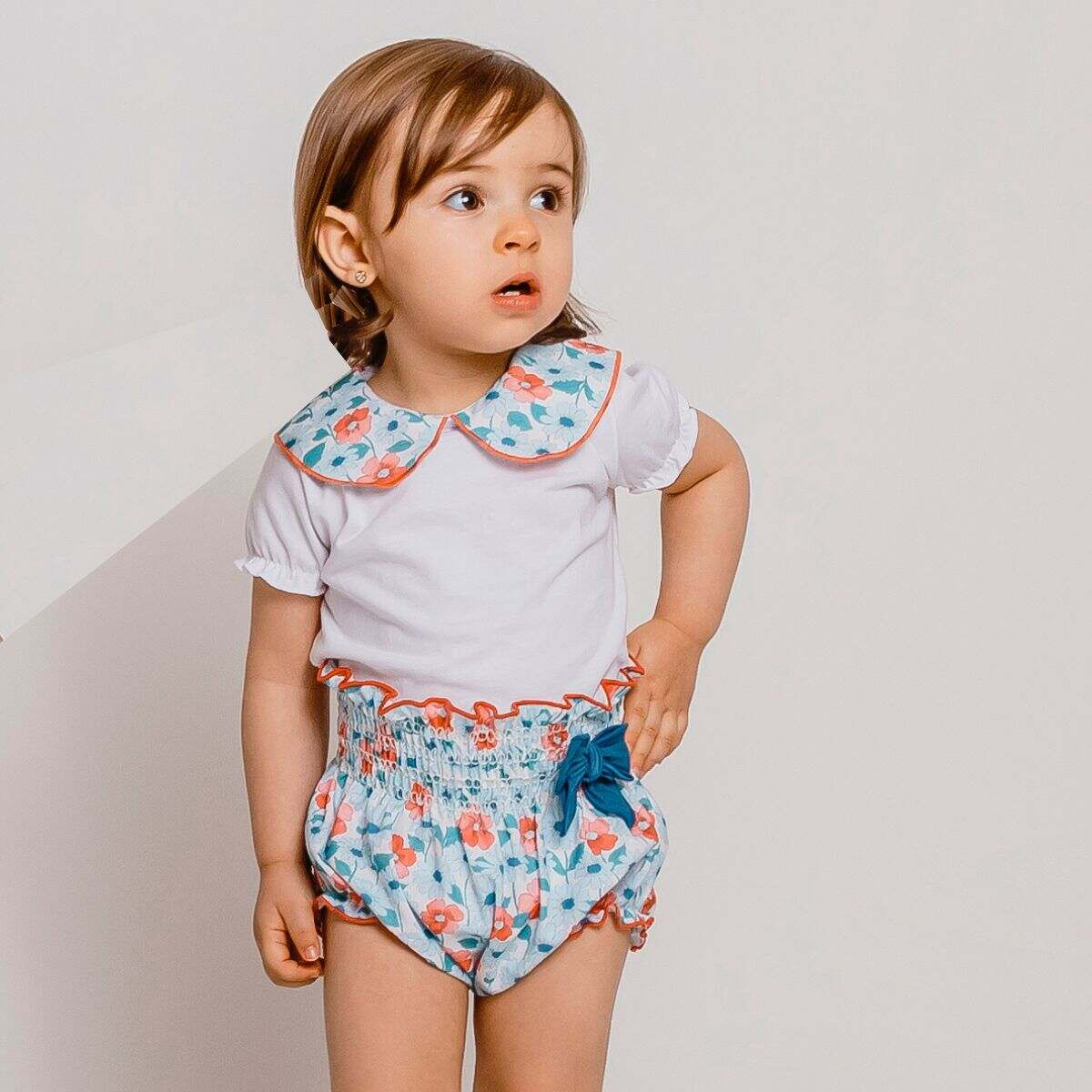 ROUND NECK BLOUSE AND FLOWERY NAPPY COVER MEDMA CALAMARO - 3