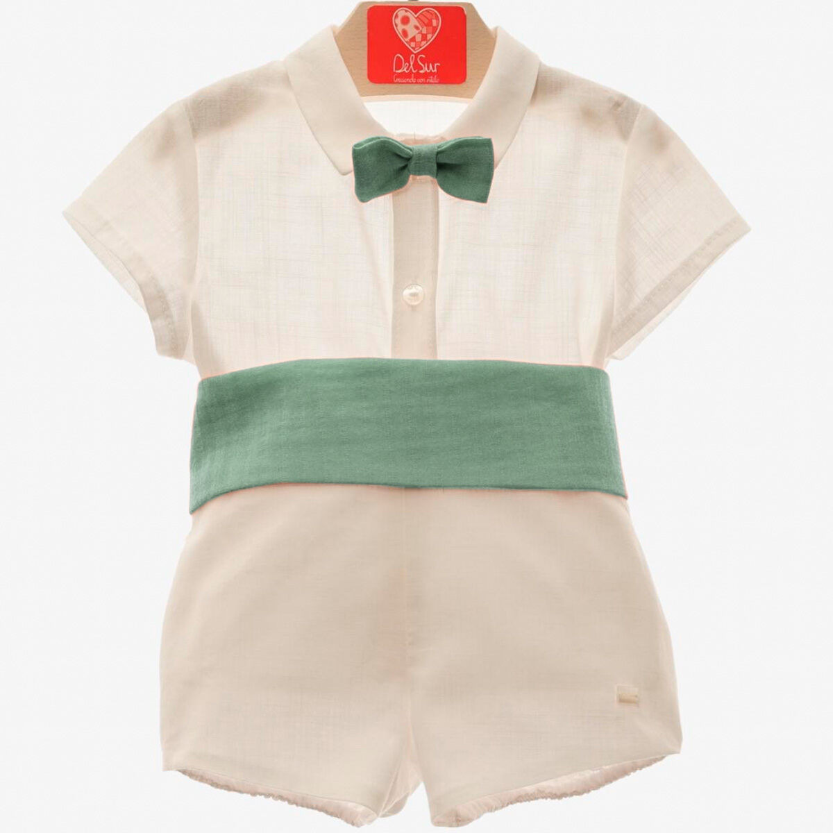 POLO WITH BOW TIE AND PANTS WAISTBAND GREEN DELSUR - 1