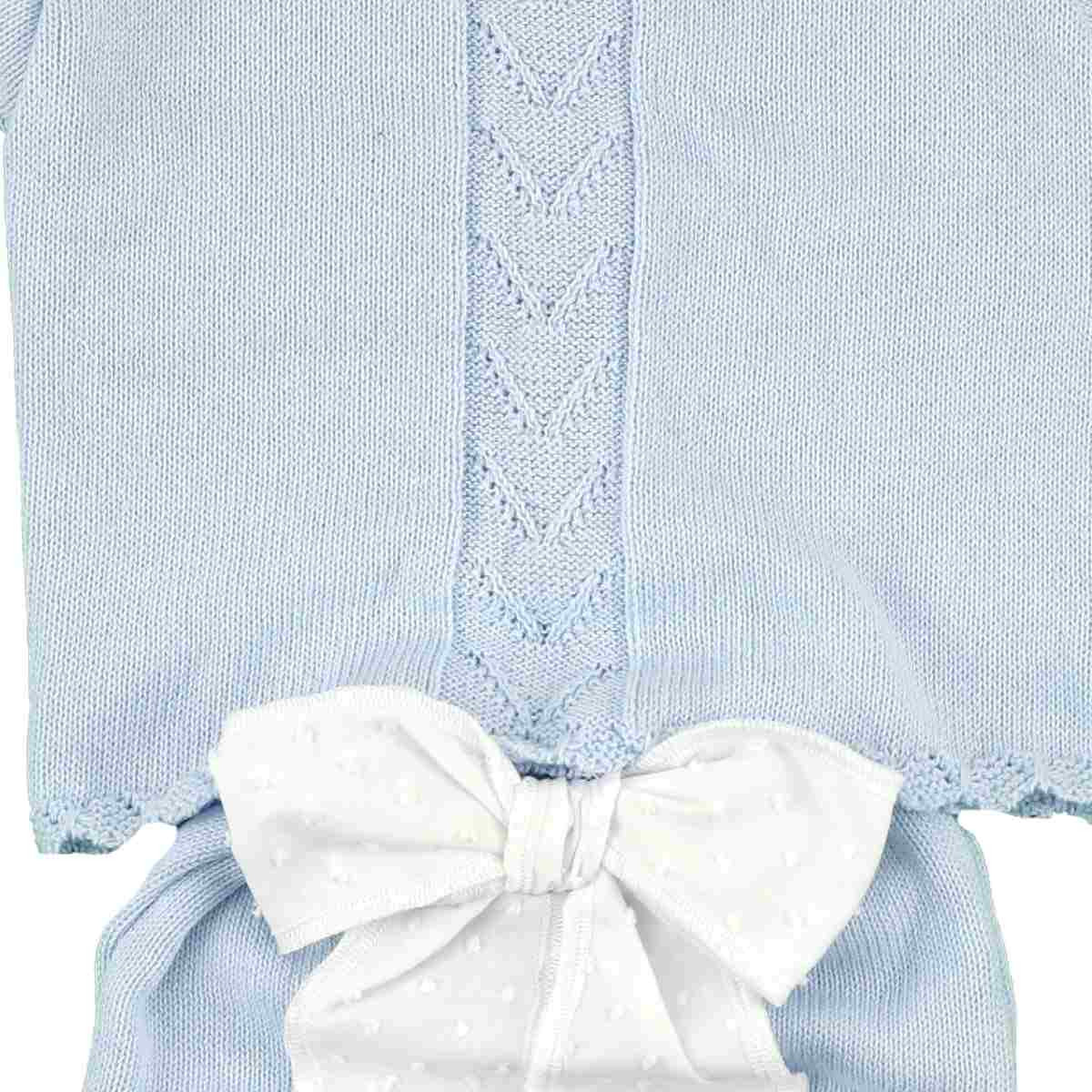 KNITTED BLOUSE AND NAPPY COVER WITH BIG BOW DULCE DE FRESA - 4