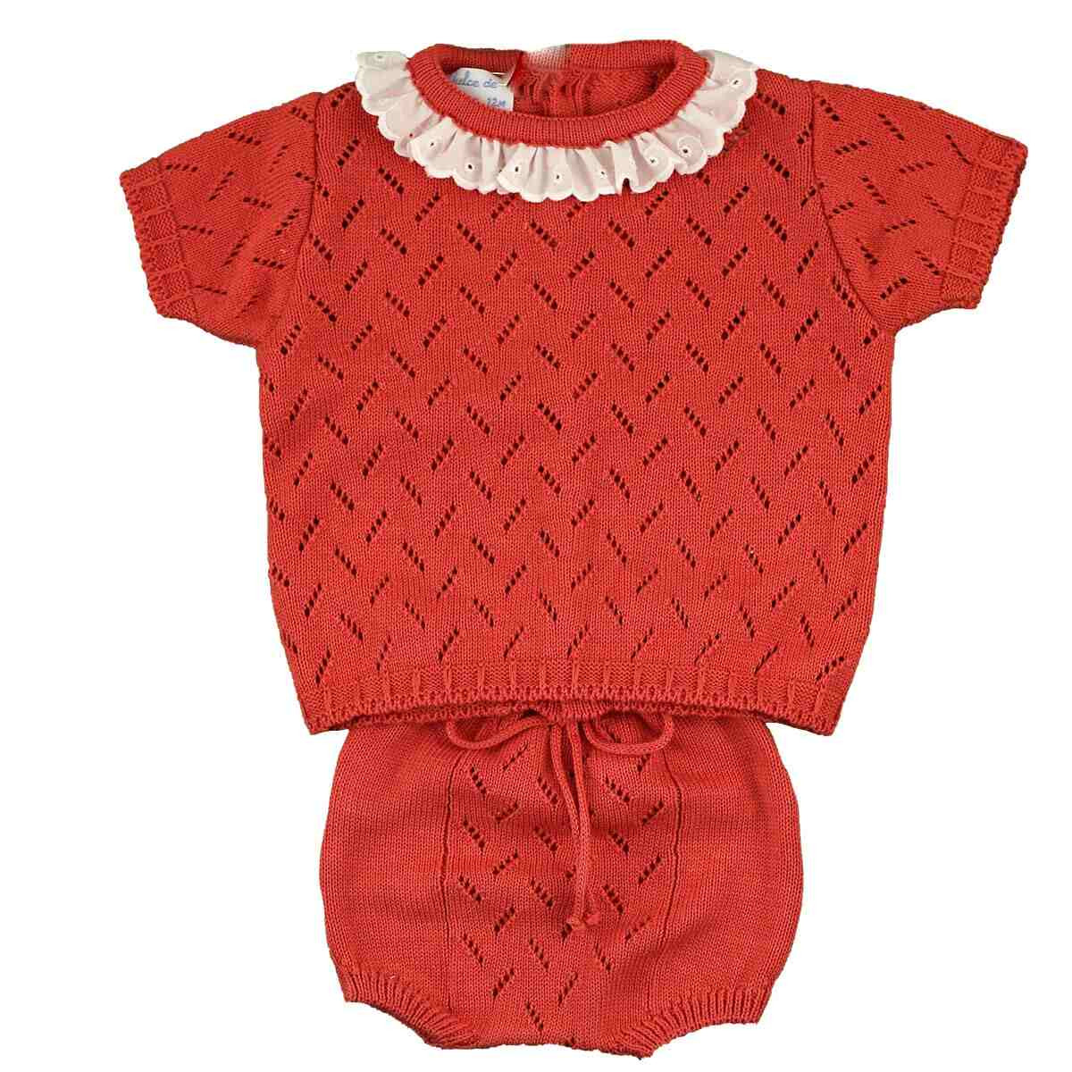 KNITTED BLOUSE WITH LACE AND NAPPY COVER DULCE DE FRESA - 1