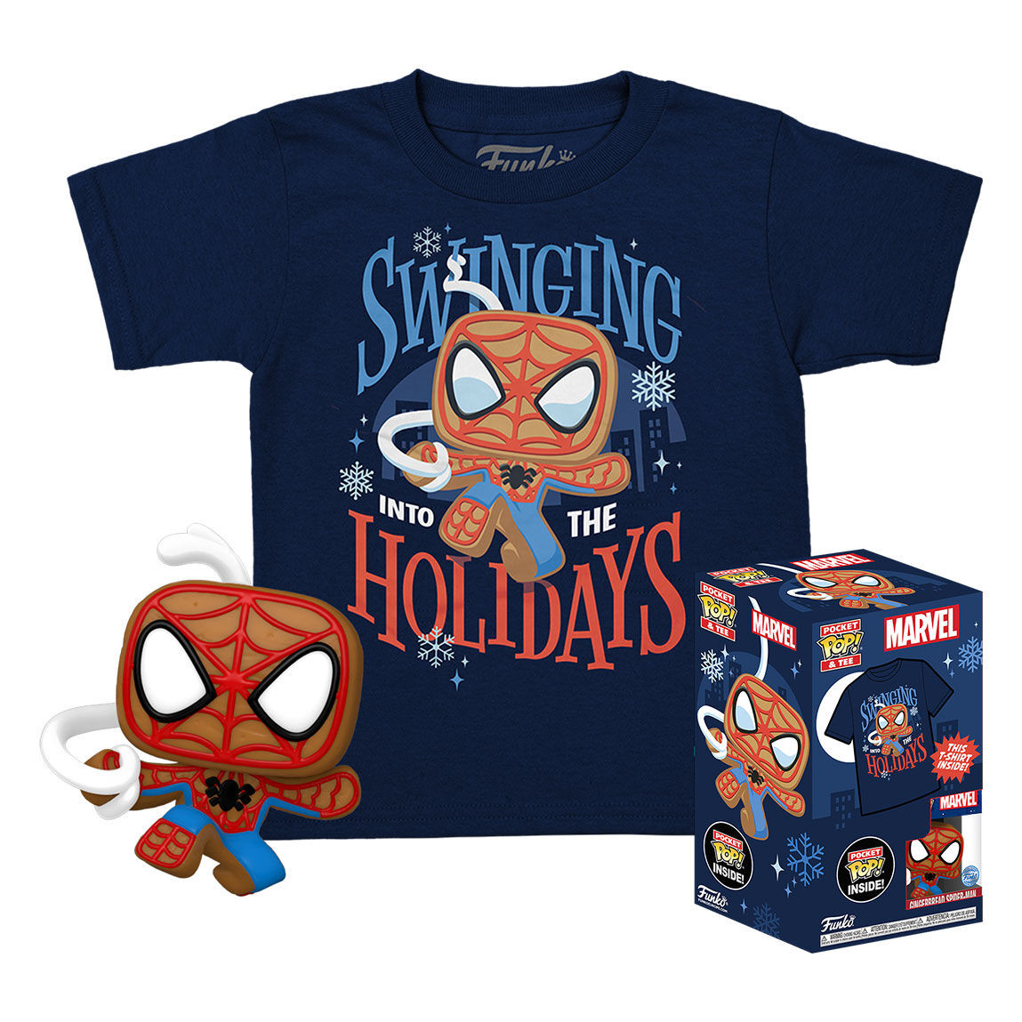 Set figura Pocket Pop & Tee infantil Marvel Spiderman Gingerbread Exclusive S FUNKO POP - 1