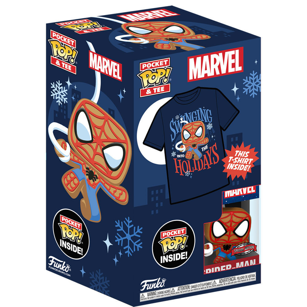 Set figura Pocket Pop & Tee infantil Marvel Spiderman Gingerbread Exclusive S FUNKO POP - 2