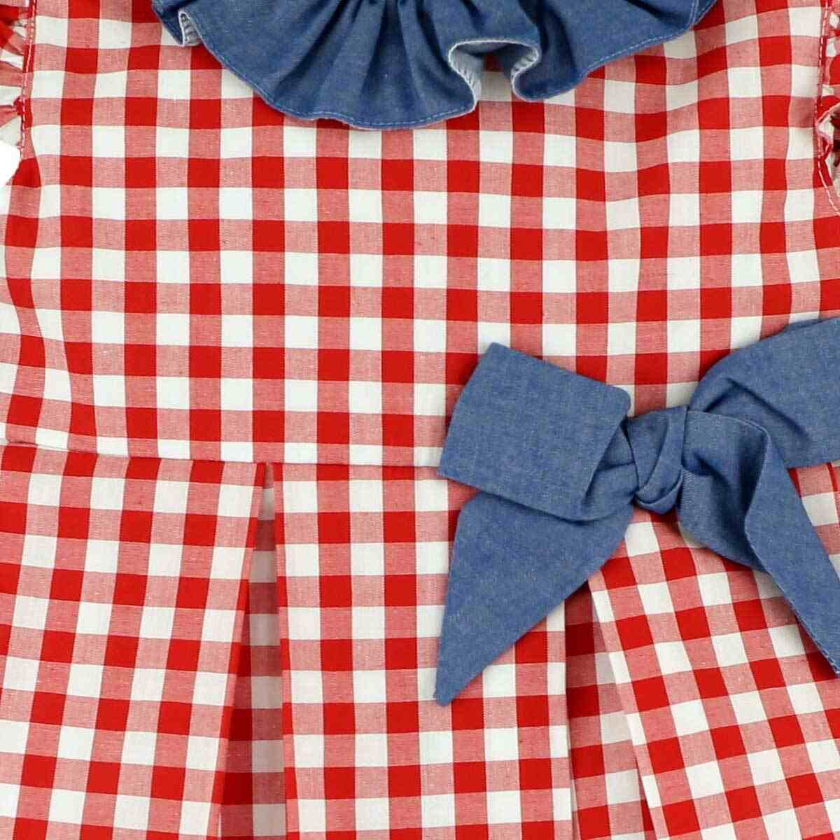 BICOLOR CHECK DRESS WITH BOW BABYFERR - 2