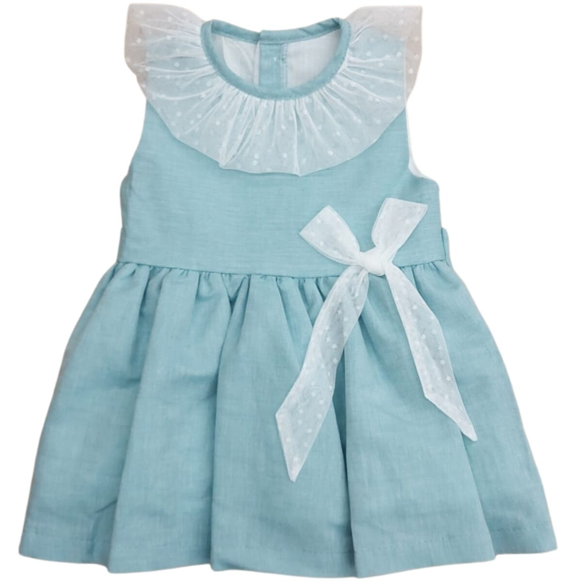 DRESS WITH TULLE LACE AND BOW BABYFERR - 1