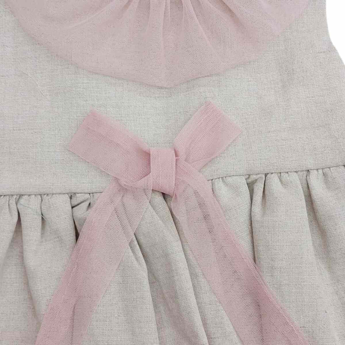 LINEN DRESS WITH BOW BABYFERR - 2