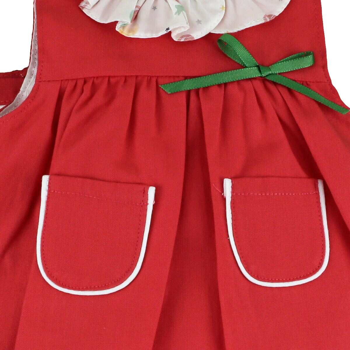 RED DRESS WITHBLOOMER AND BONNET BABYFERR - 2