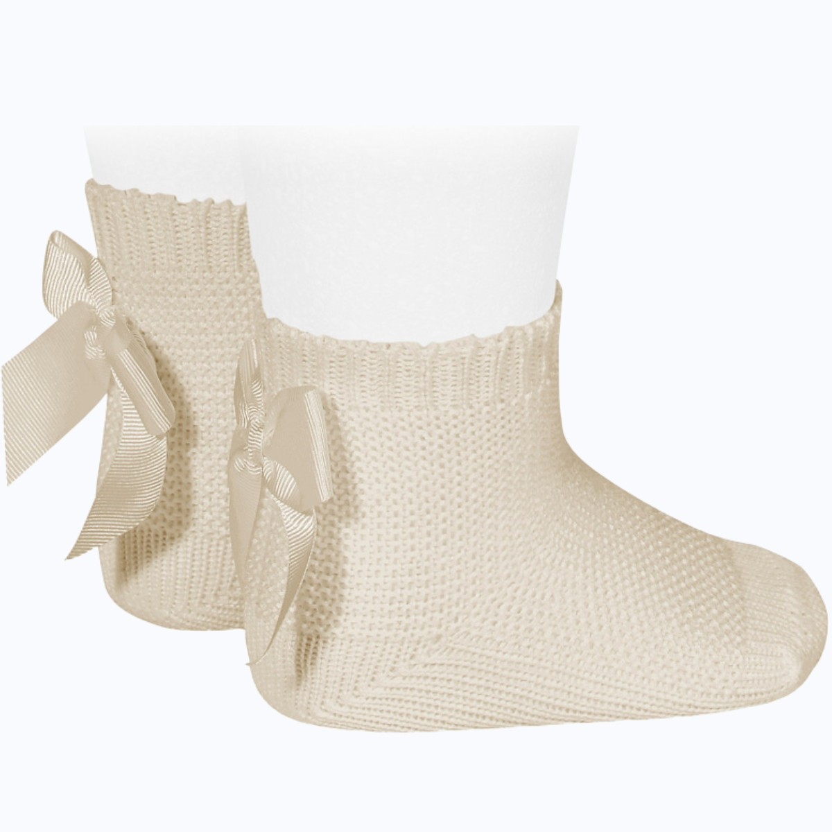 GARTER STITCH SOCKS BOW LINEN CONDOR - 1