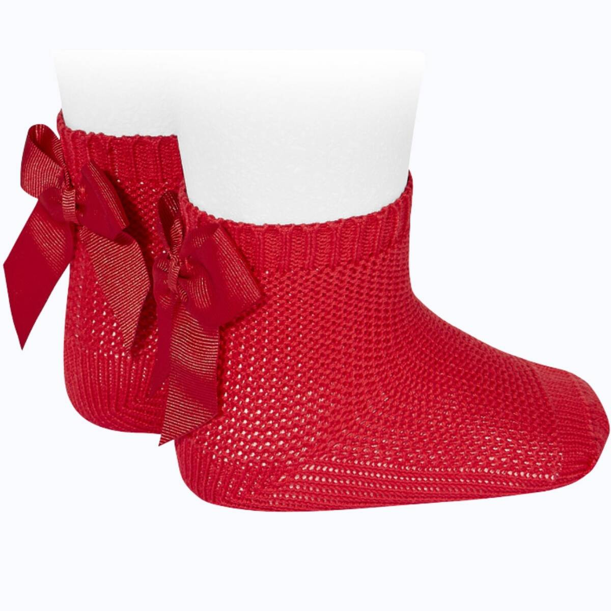 GARTER STITCH SOCKS BOW  RED CONDOR - 1