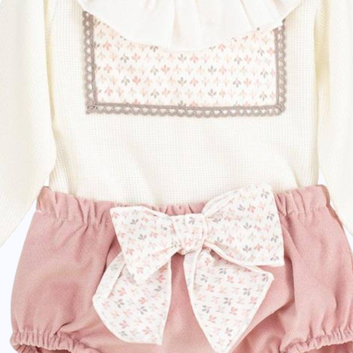 GIRLS  FRILLED NECK BLOUSE AND KNICKERS WITH BOW CALAMARO - 2
