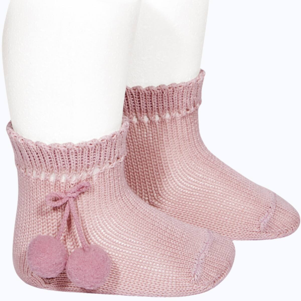 PERLE SHORT SOCKS POMPOMS 25044 PALE PINK CONDOR - 1