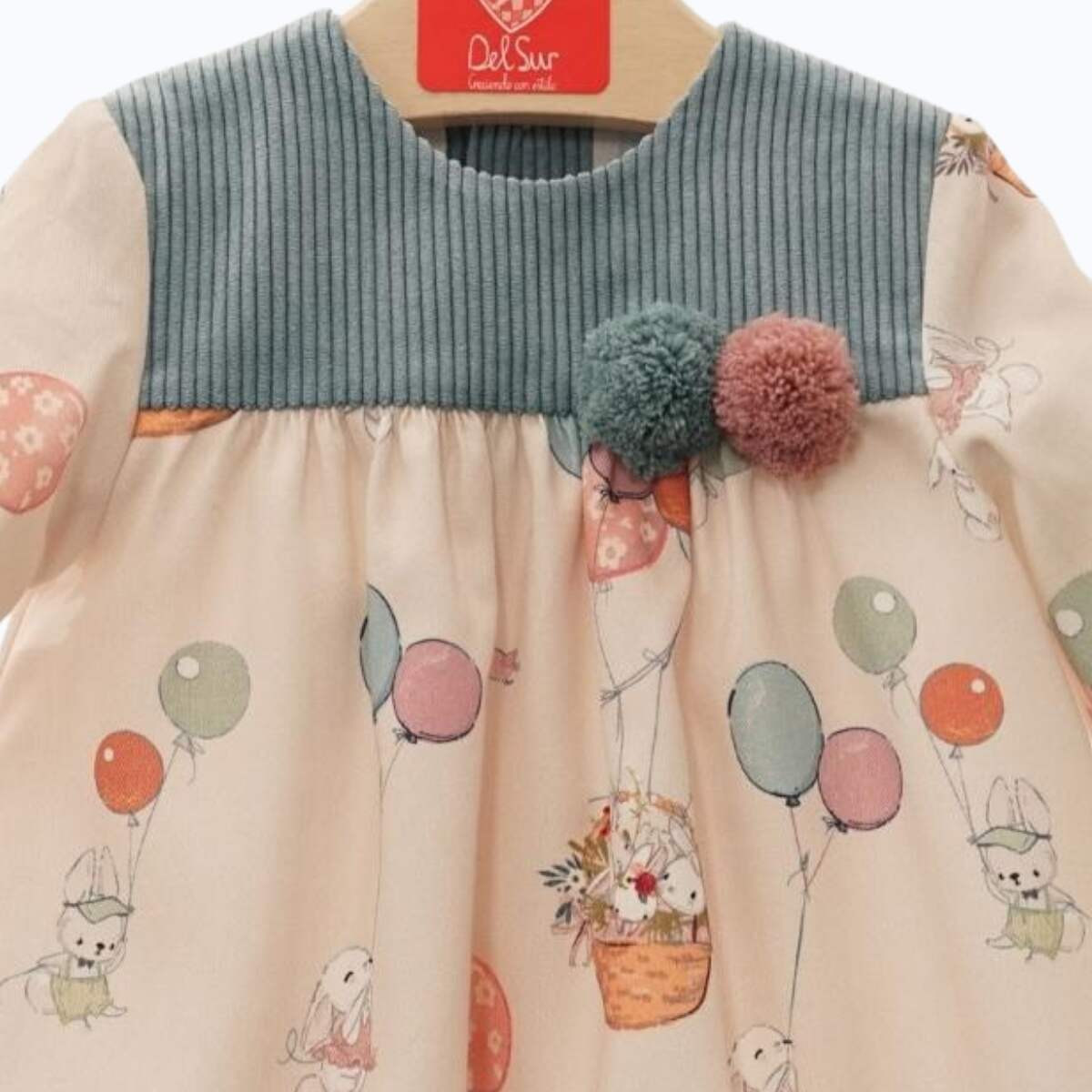 BALLOONS PRINTED DRESS WITH POMPOMS DELSUR - 2