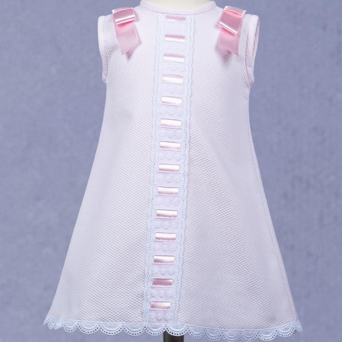 GIRLS PIQUE DRESS WITH BOW MISHA BABY - 1