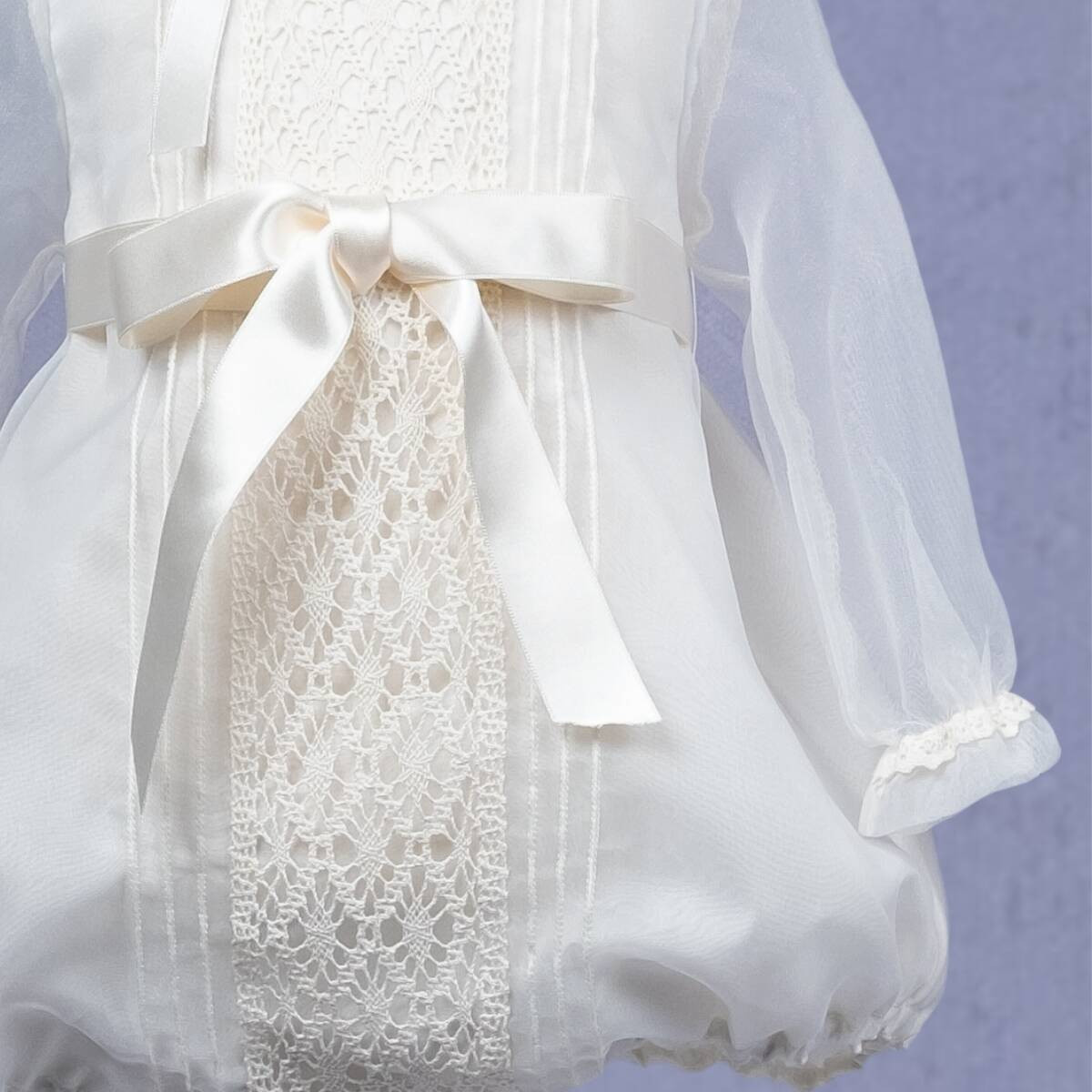 CHRISTENING LACE ROMPER WITH LACE AND CAP MISHA BABY - 3