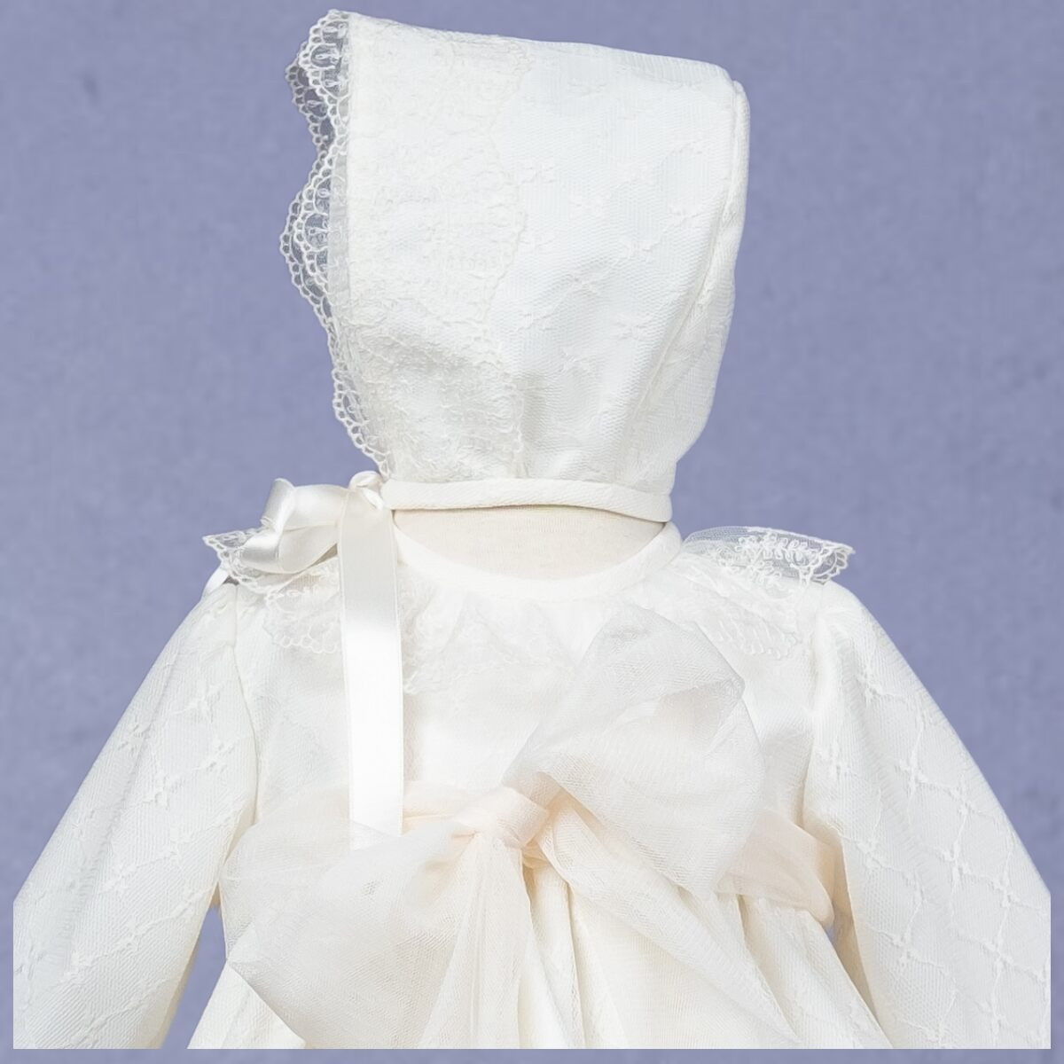 CHRISTENING DRESS WITH BLOOMER AND BONNET MISHA BABY - 2