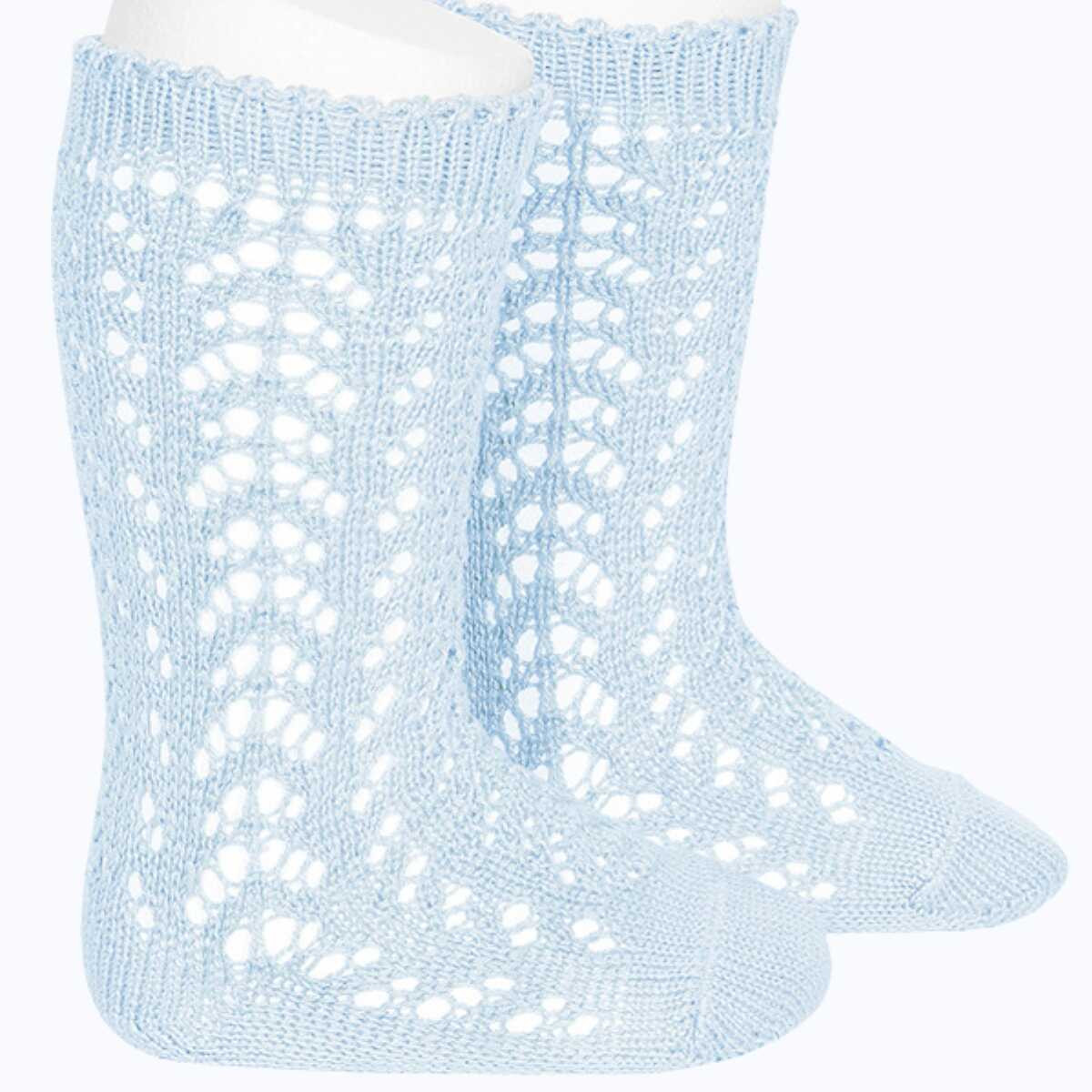 OPENWORK PERLE KNEE HIGH SOCKS 25182 BABY BLUE 410 CONDOR - 1