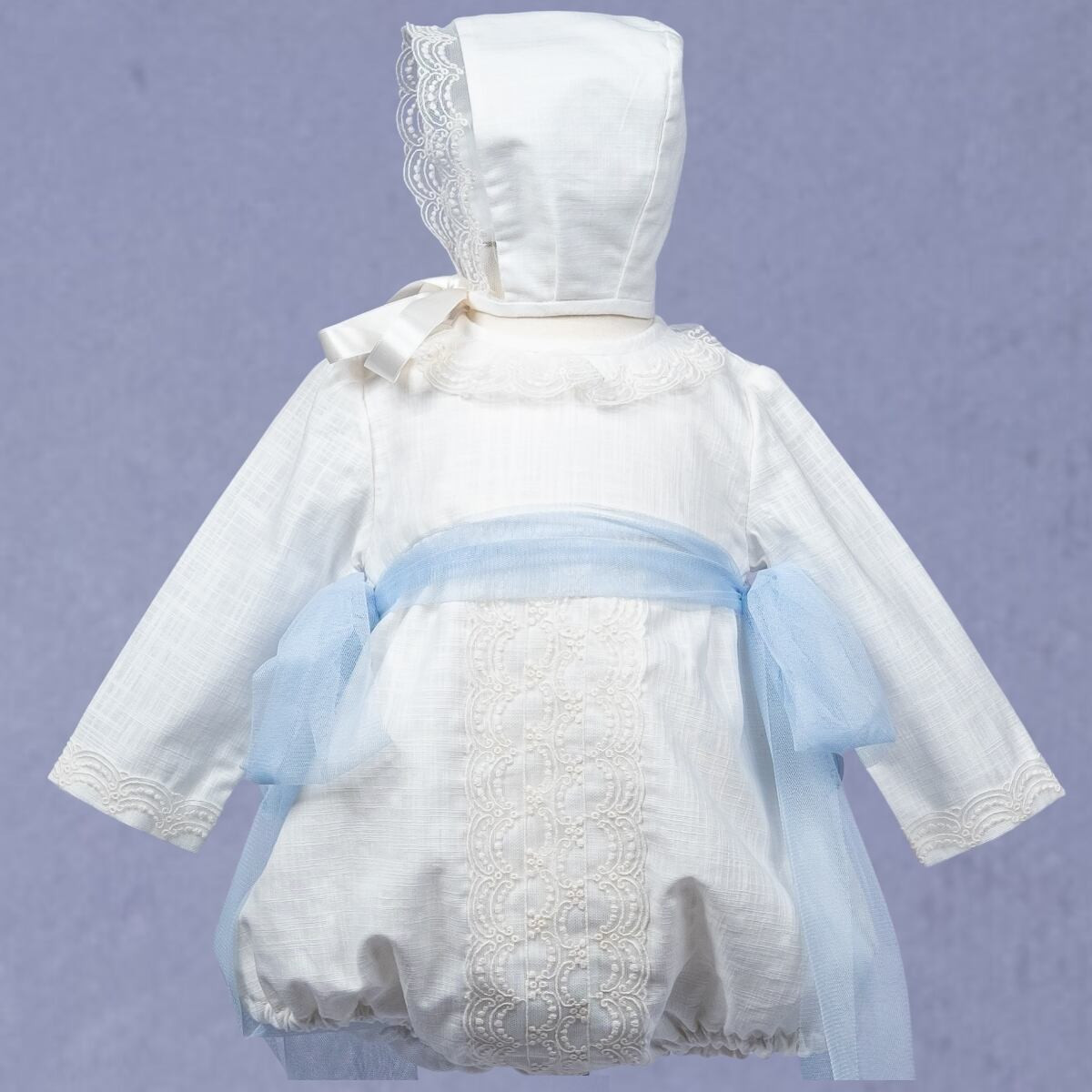 CHRISTENING ROMPER WITH BONNET MISHA BABY - 1