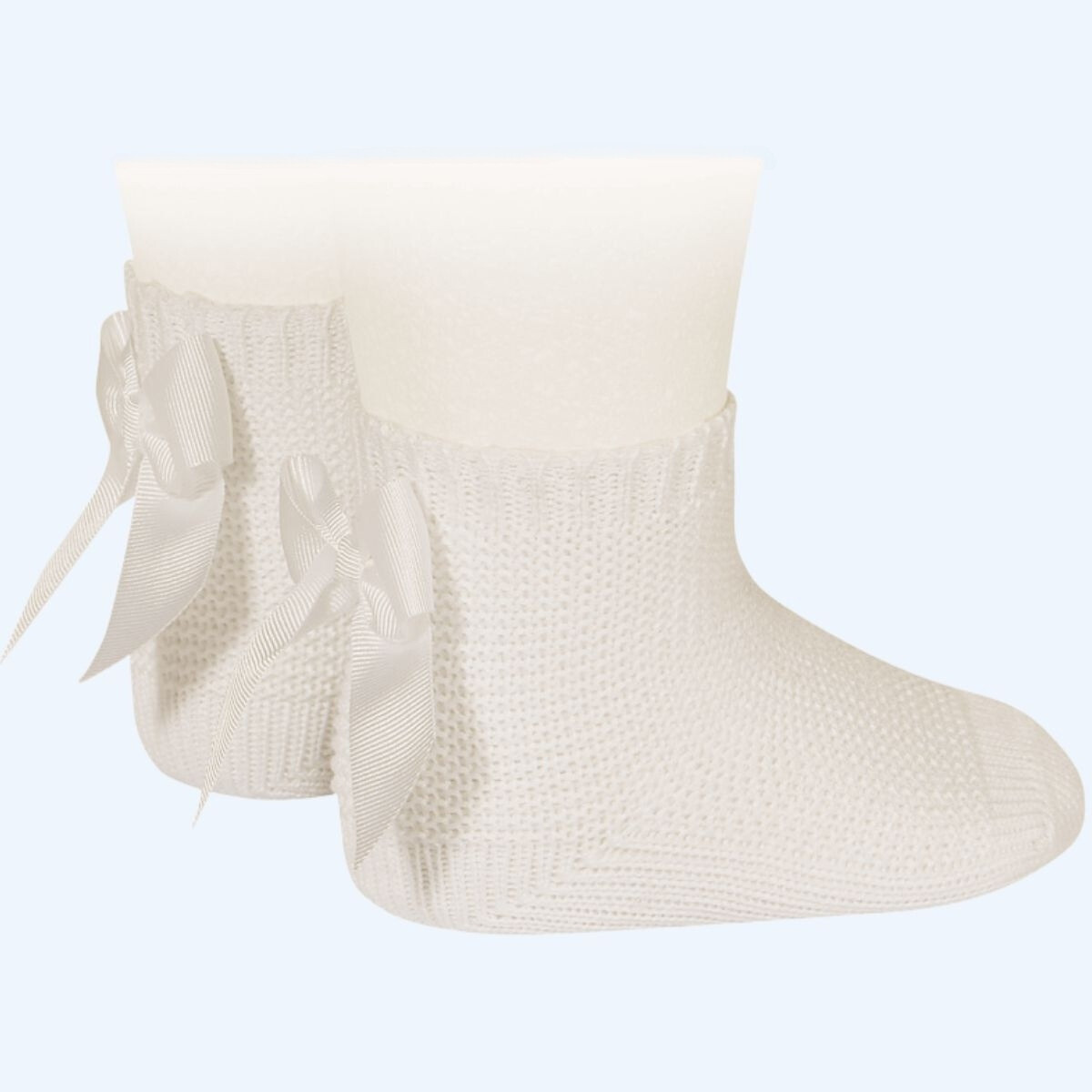 GARTER STITCH SOCKS BOW CREAM CONDOR - 1