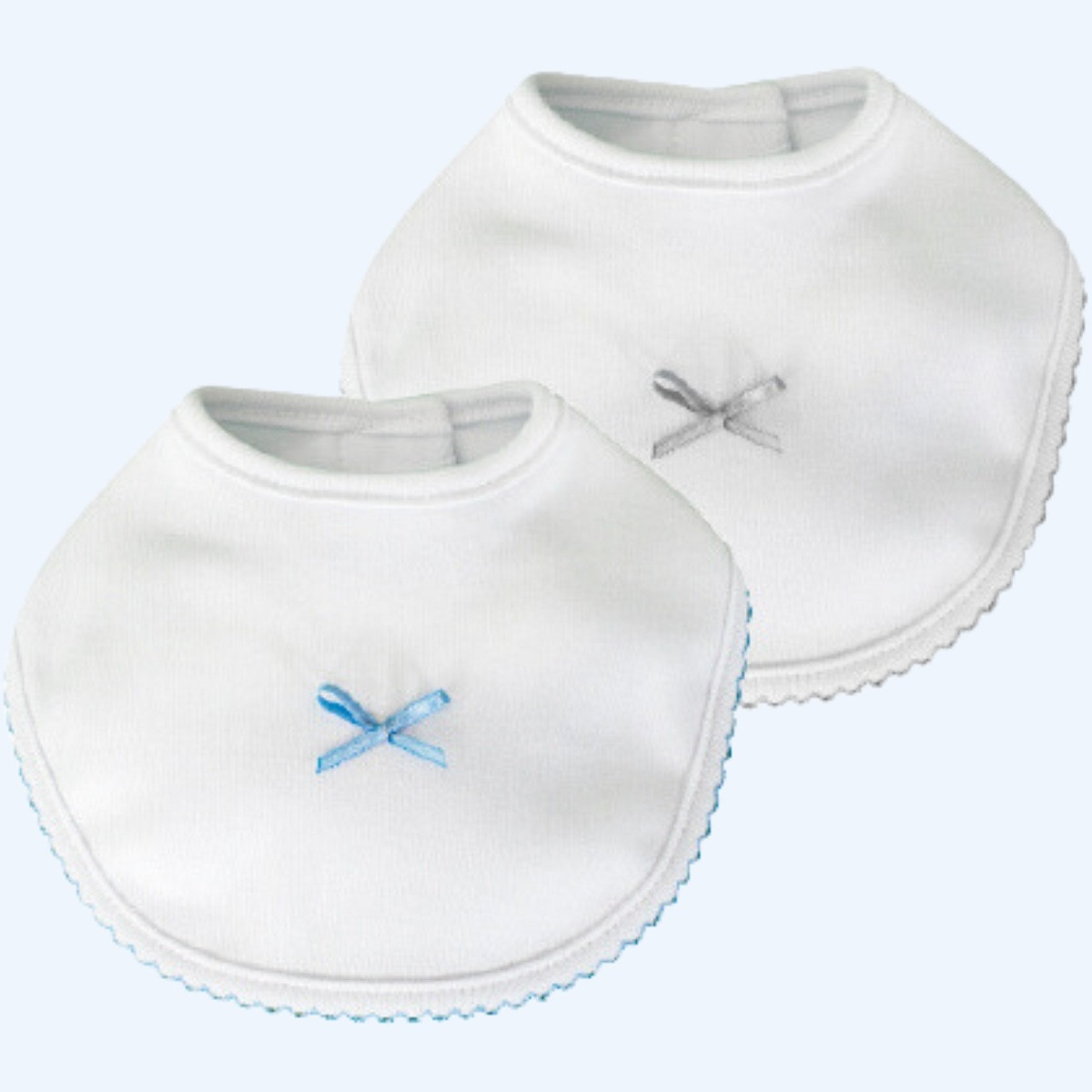 BABY SET OF TWO BIBS WITH TINY BOW CALAMARO - 1